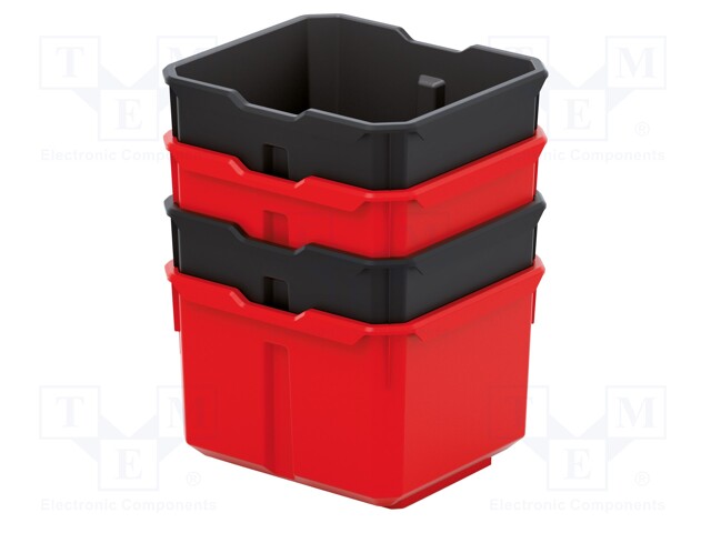 Container: cuvette; black,red; 157x140x105mm; 4pcs; X BLOCK