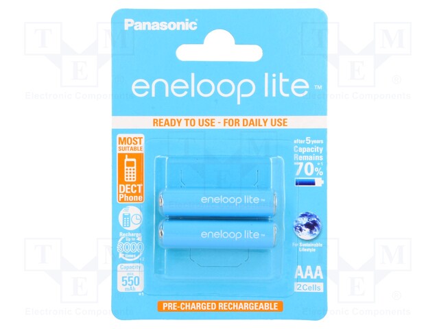 Re-battery: Ni-MH; AAA; 1.2V; 550mAh; ENELOOP LITE; Ø10.5x44.5mm