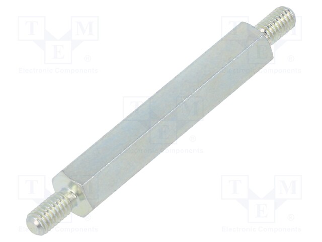 Screwed spacer sleeve; 30mm; Ext.thread: M3; hexagonal; steel