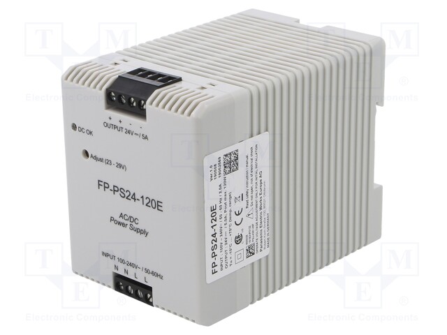 Power supply: switched-mode; for DIN rail; 120W; 24VDC; 23÷29VDC