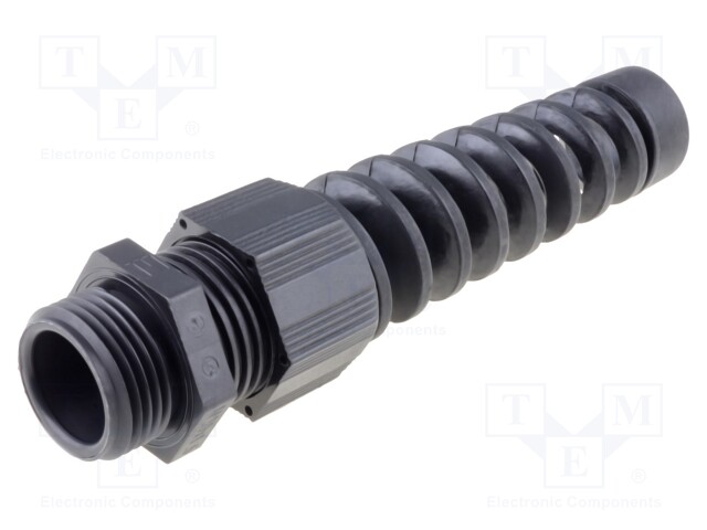 Cable gland; with strain relief; M12; IP68; Mat: polyamide; black