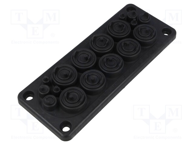 Multigate grommet; black; Holes no: 17; -40÷90°C; UL94V-0; IP55