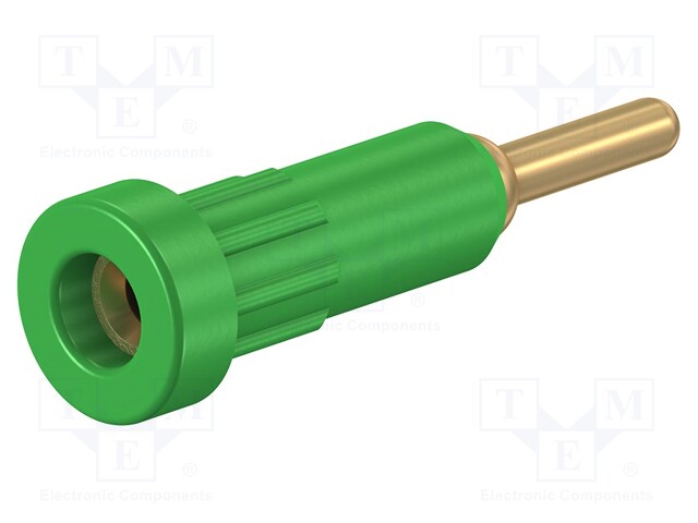 Socket; 2mm banana; 10A; Overall len: 24.5mm; green; insulated