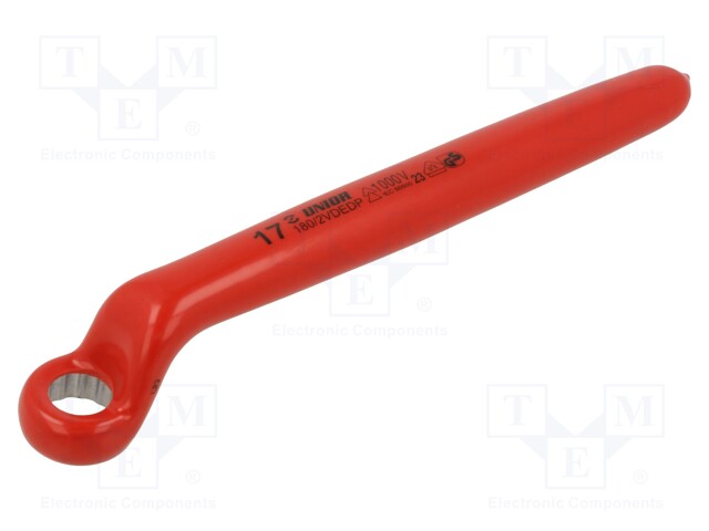 Wrench; insulated,single sided,box,bent; 17mm; 180/2VDEDP