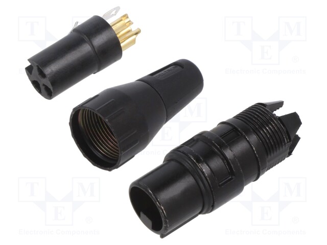 Plug; XLR; female; PIN: 3; straight; for cable; soldering; 50V; 15A