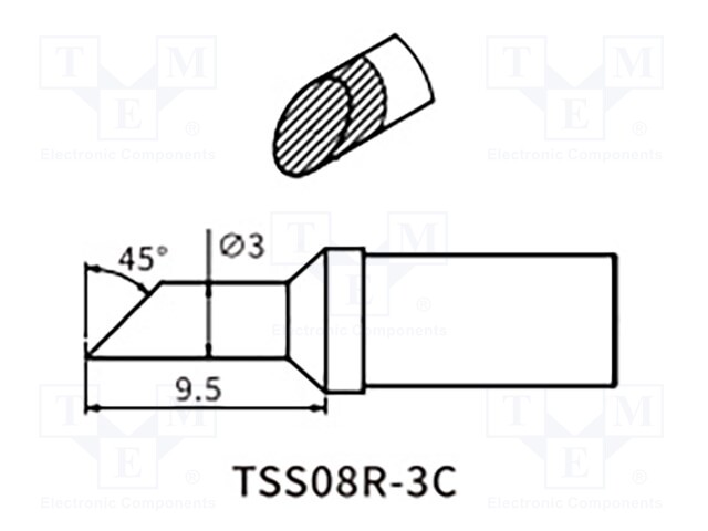 Tip; hoof; 3mm; QUICK-TS8