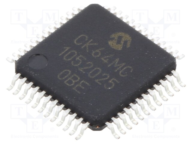 DsPIC microcontroller; SRAM: 8kB; Memory: 64kB; TQFP48