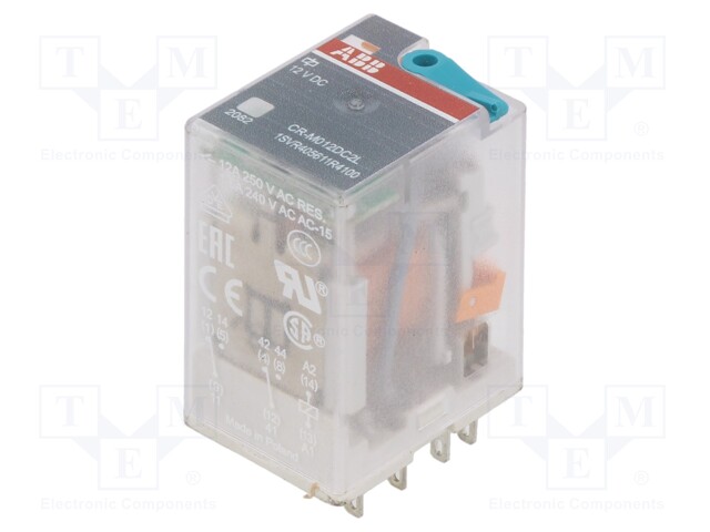 Relay: electromagnetic; DPDT; Ucoil: 12VDC; 12A; max.250VAC