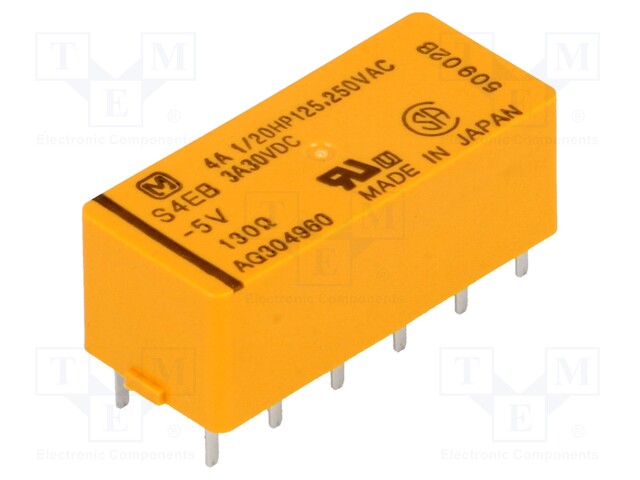 Relay: electromagnetic; 4PST; Ucoil: 5VDC; 4A/250VAC; 3A/30VDC