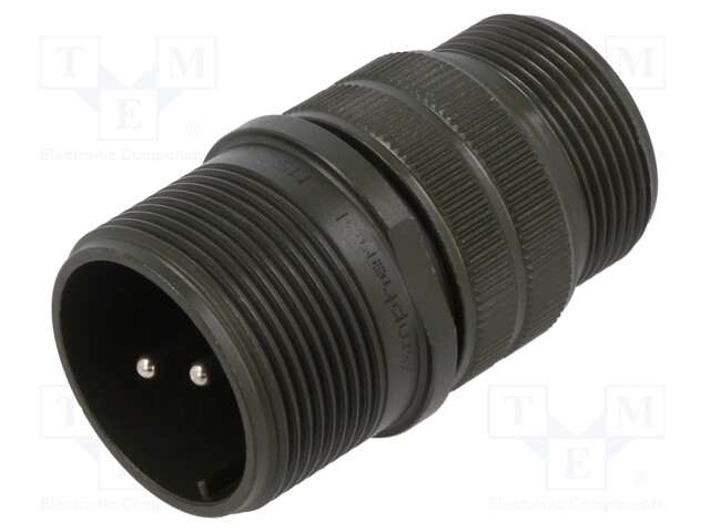 Circular Connector, MIL-DTL-5015 Series, Cable Mount Receptacle, 2 Contacts, Solder Pin, Threaded