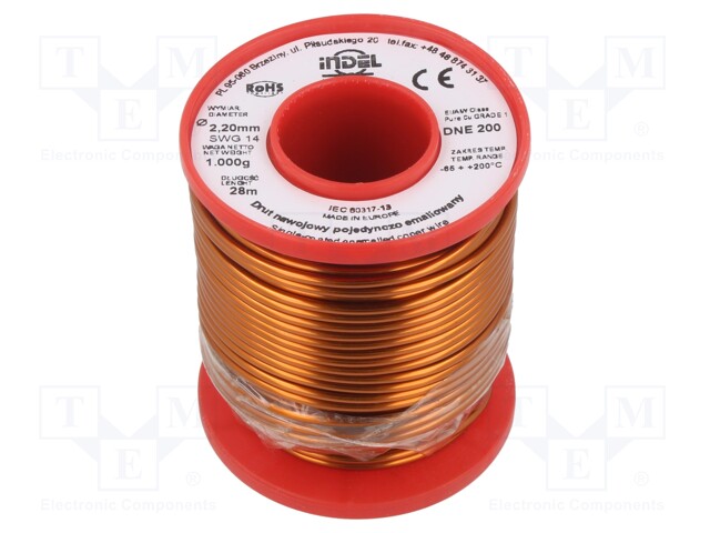 Coil wire; single coated enamelled; 2.2mm; 1kg; -65÷200°C