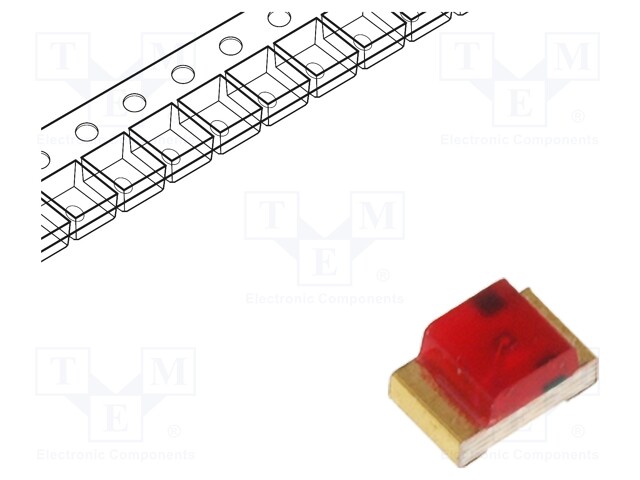 LED; SMD; 0805; red; 5÷12mcd; 2x1.25x1.1mm; 120°; 2÷2.5V; 20mA; 105mW