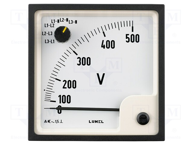 Meter; on panel; analogue; 0÷15kV; True RMS; Class: 1,5; IP40; 300V