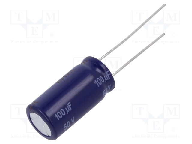 Capacitor: electrolytic; bipolar; THT; 100uF; 50VDC; Ø10x20mm; ±20%