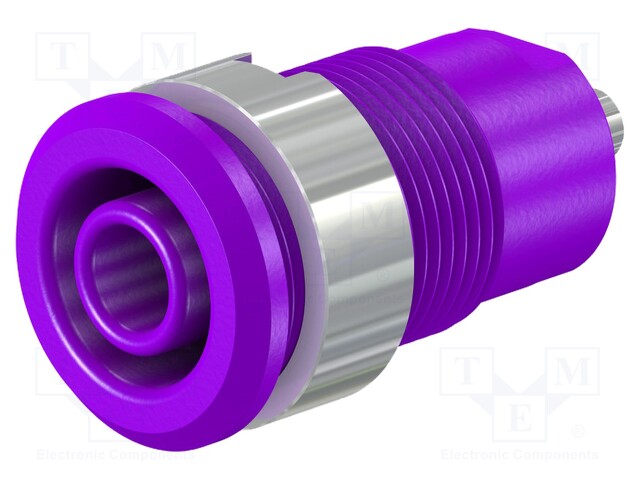 Socket; 4mm banana; 24A; 1kV; Cutout: Ø12.2mm; violet; insulated