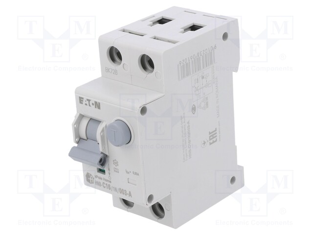 RCBO breaker; Inom: 16A; Ires: 30mA; Max surge current: 250A; 230V