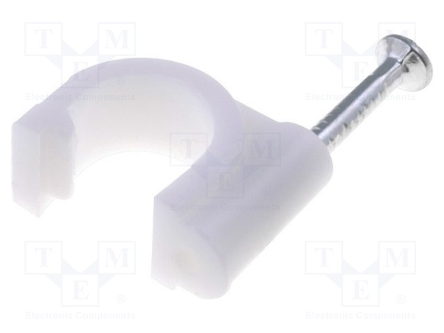 Holder; white; Application: on round cable; 100pcs; with a nail