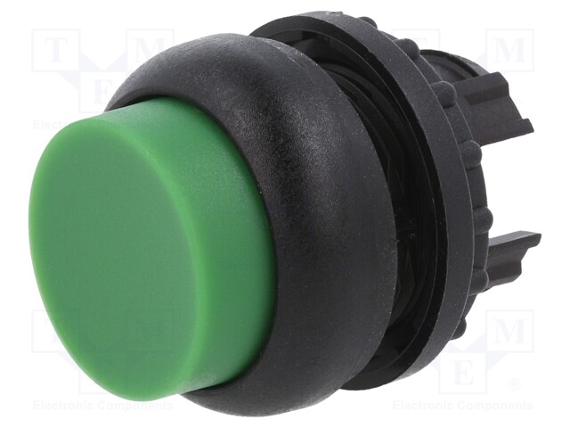 Switch: push-button; Stabl.pos: 2; 22mm; green; Illumin: none; IP67