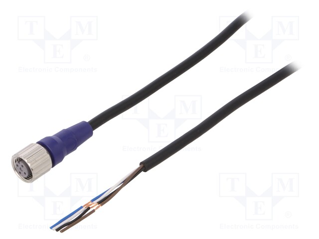 Connection lead; M12; PIN: 4; straight; 5m; plug; 0.8A; -10÷65°C