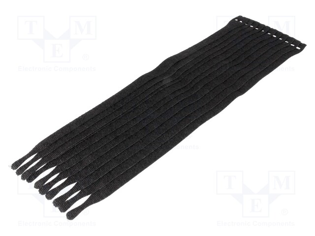 Velcro tie; L: 200mm; W: 12.5mm; black; 10pcs; Ømax: 60mm; -20÷75°C