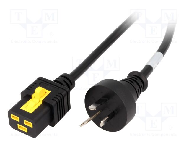 Cable; 3x1.5mm2; AS 3112 (I) plug,IEC C19 female; PVC; 2m; black