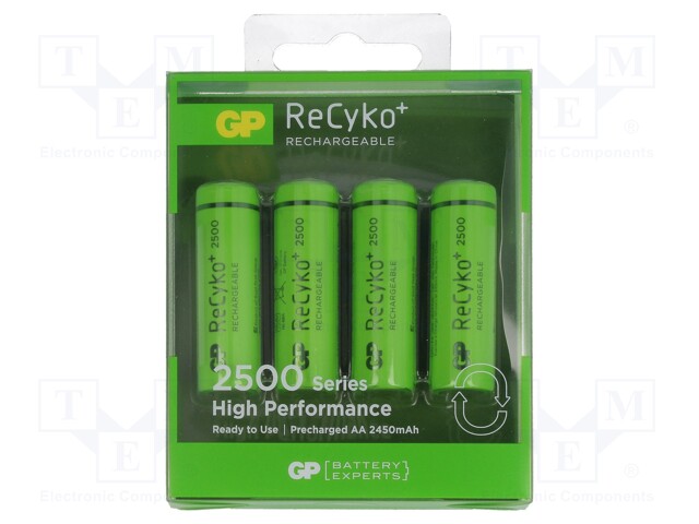 Re-battery: Ni-MH; AA; 1.2V; 2500mAh; ReCyko+; Ø14.5x50.5mm; 250mA