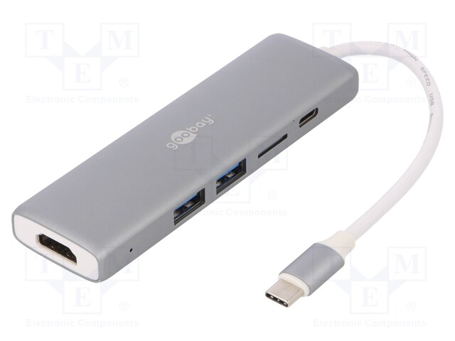 Adapter; USB 3.0; Colour: grey; Enclos.mat: aluminium