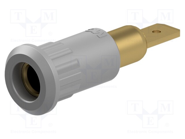 Socket; 4mm banana; 25A; 30VAC; 60VDC; 30mm; grey; gold-plated