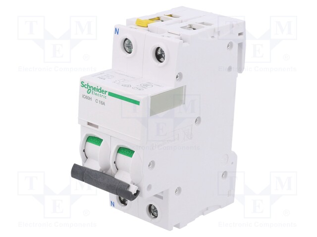 Circuit breaker; 400VAC; Inom: 16A; Poles: 1+N; DIN; Charact: C; 10kA