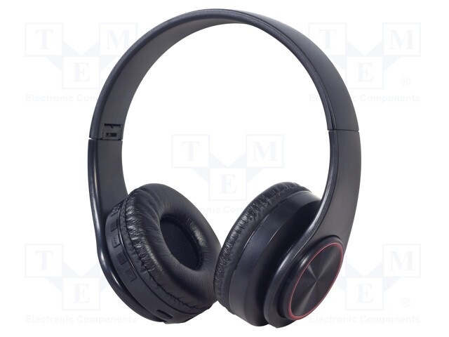 Bluetooth headphones with microphone; black; USB B micro; 32Ω