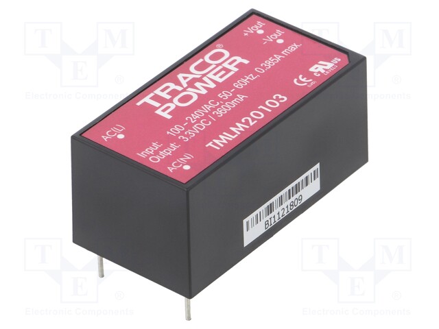 Converter: AC/DC; 12W; Uout: 3.3VDC; Iout: 3600mA; 74%; Mounting: PCB