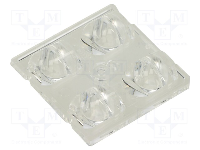 LED lens; square; transparent; H: 10mm; Application: Duris S10