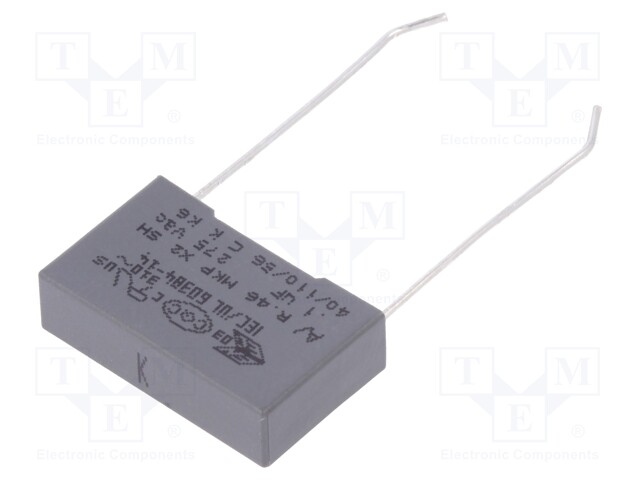 Capacitor: polypropylene; X2; 100nF; 15mm; ±10%; 18x5x11mm; 275VAC