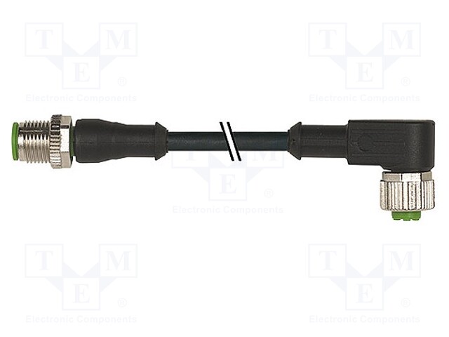 Connection lead; M12; PIN: 5; 2m; plug; 125VAC; 4A; -30÷80°C; IP67