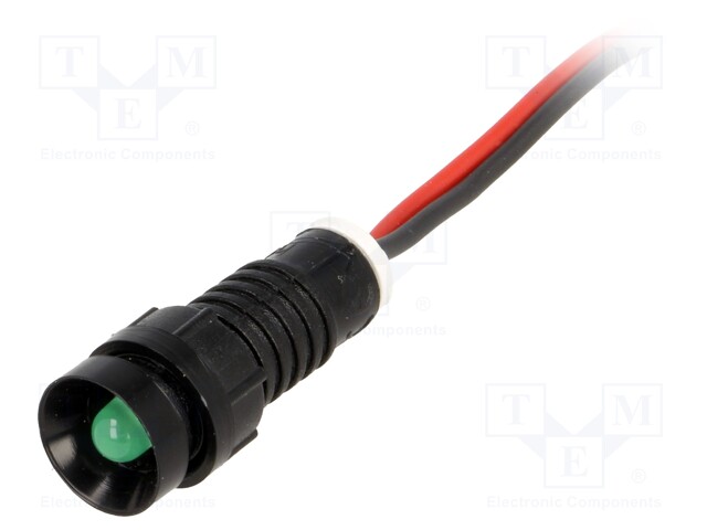 Indicator: LED; recessed; 220VDC; Cutout: Ø11mm; IP40; 300mm leads