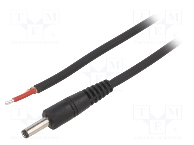 Cable; wires,DC 4,0/1,7 plug; straight; 1mm2; black; 1.5m
