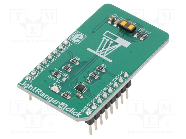 Click board; reflective photointerrupter; I2C; VL53L1X; 3.3VDC