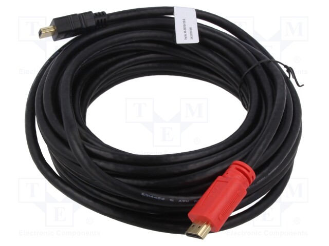 Cable; HDMI 1.3,with amplifier; HDMI plug,both sides; 10m; black