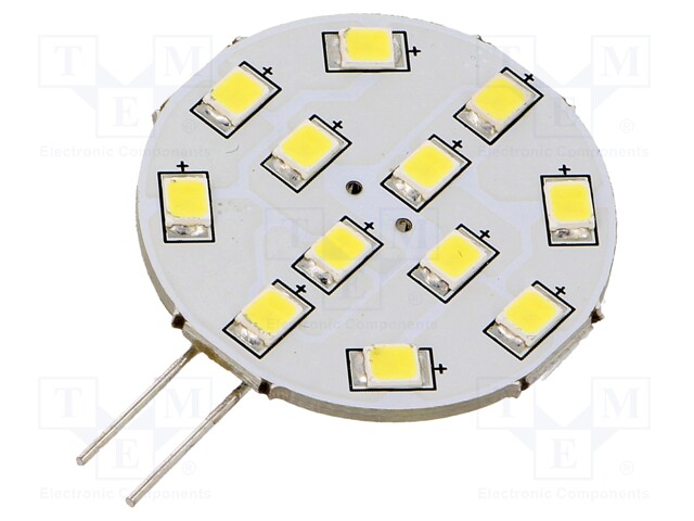 LED lamp; cool white; G4; 12VDC; 12VAC; 190lm; 2W; 140°; 6200K