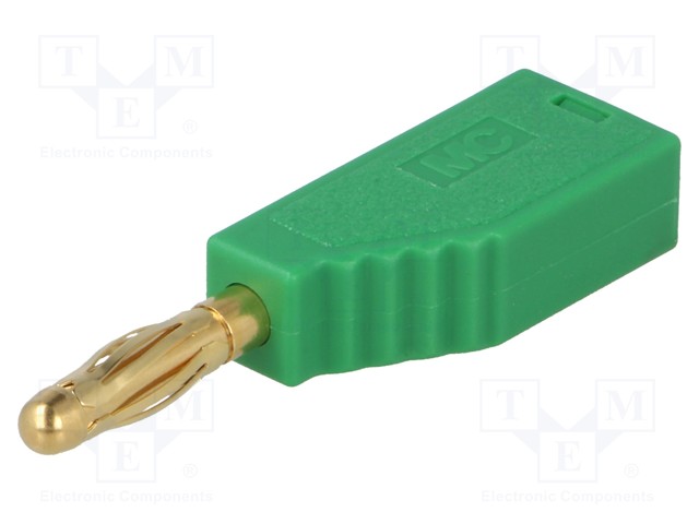 Plug; 4mm banana; 19A; green; with axial socket