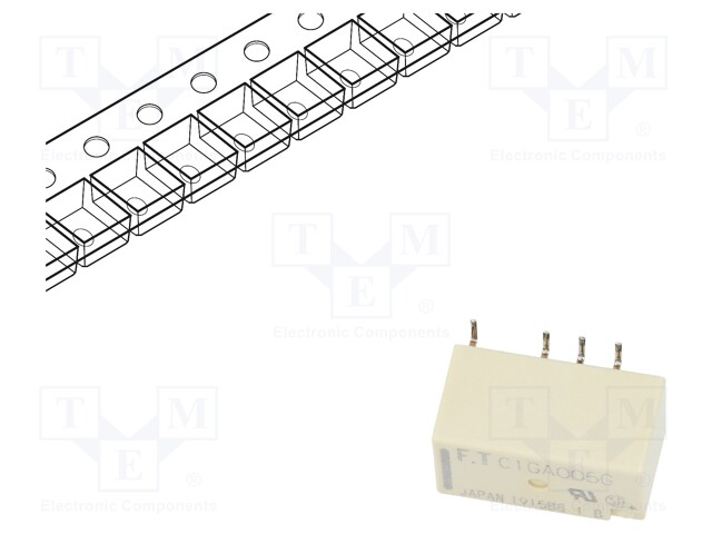 Relay: electromagnetic; DPDT; Ucoil: 5VDC; 0.3A/125VAC; 1A/30VDC