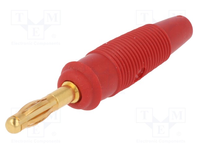 Plug; 4mm banana; 32A; 60VDC; red; 3mΩ; 4.2mm2; Plating: gold-plated