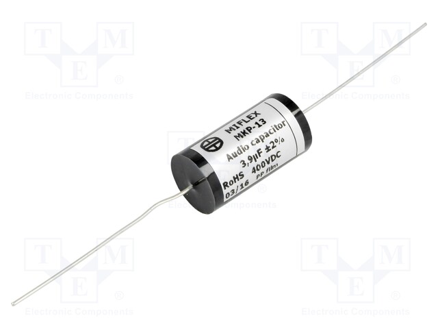 Capacitor: polypropylene; 3.9uF; 400VDC; ±2%; Ø18.7x35mm; -25÷85°C