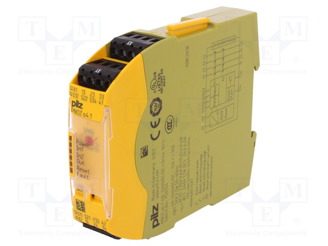 Module: safety relay; Series: PNOZ s4.1; IN: 3; OUT: 5; Mounting: DIN