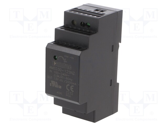 Power supply: switched-mode; 24W; 85÷264VAC; 12VDC; Iout: 2A; 88%