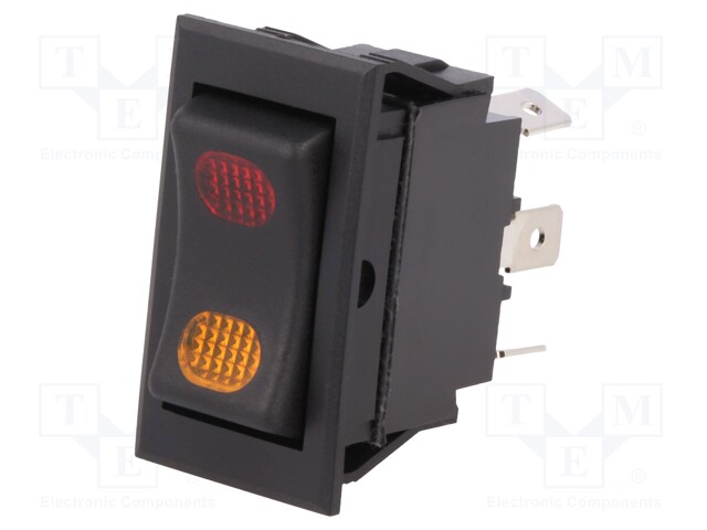 ROCKER; SP3T; Pos: 3; ON-OFF-ON; 20A/12VDC; black; LED 12VDC,point