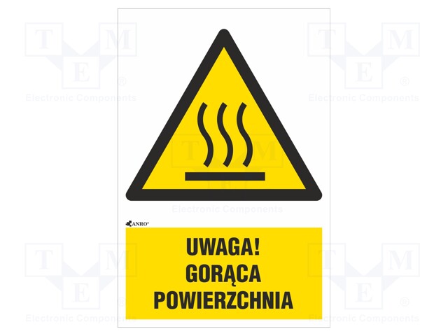 Safety sign; warning; Mat: PVC; W: 200mm; H: 300mm