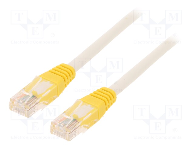 Patch cord; U/UTP; 5; solid; CCA; polyetylene; white-yellow; 10m