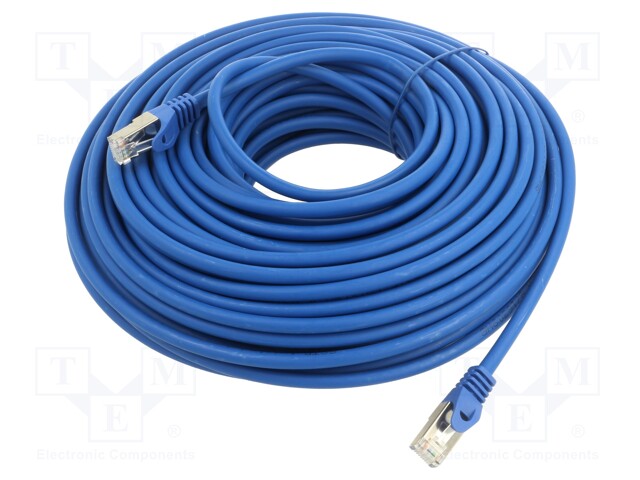 Patch cord; S/FTP; 6a; solid; Cu; LSZH; blue; 30m; 27AWG; Cablexpert