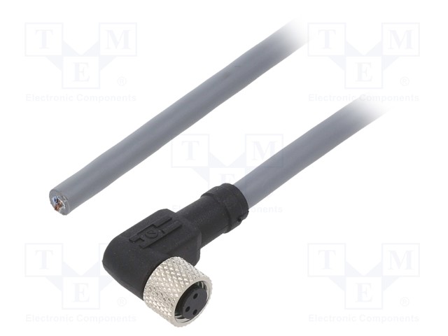 Connection lead; M8; PIN: 3; angled; 20m; plug; -25÷80°C; IP67